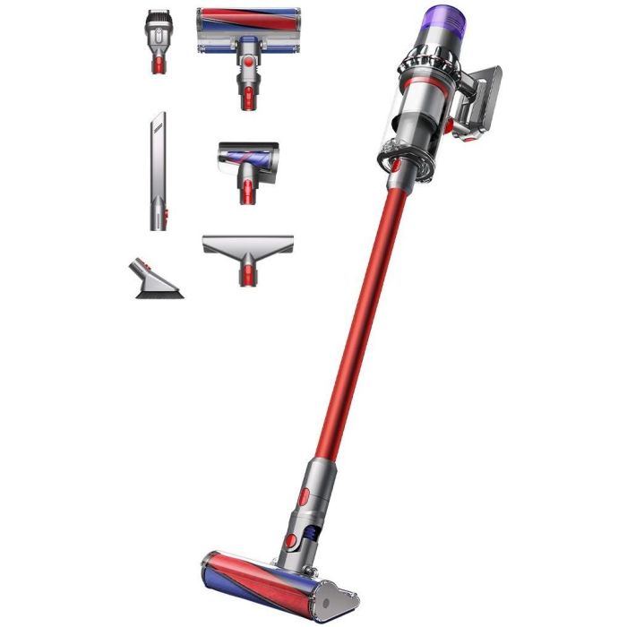 Dyson V11 Fluffy Aspiradora Escoba sin Cable, 2 en 1, Níquel/Rojo, Secar, 60 min Autonomía, 185 AW Potencia Succión