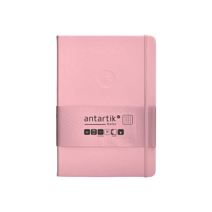 Cuaderno Con Gomilla Antartik Notes Tapa Dura A5 Hojas Cuadricula Rosa Pastel 100 Hojas 80 gr Fsc 1