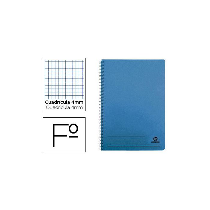 Cuaderno Espiral Liderpapel Folio 100H Cuadro 4 mm Tapa Azul Con Margen 70 gr 5 unidades