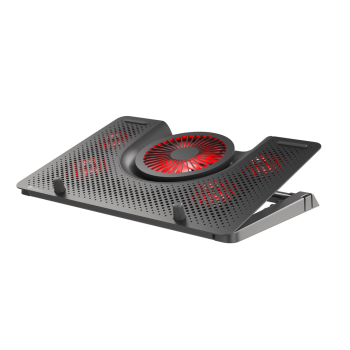 GENESIS Oxid 550 Base Refrigeradora para Portátil 17.3" (43.9 cm) 5 Ventiladores 2800 RPM, Iluminación LED Roja, Negro