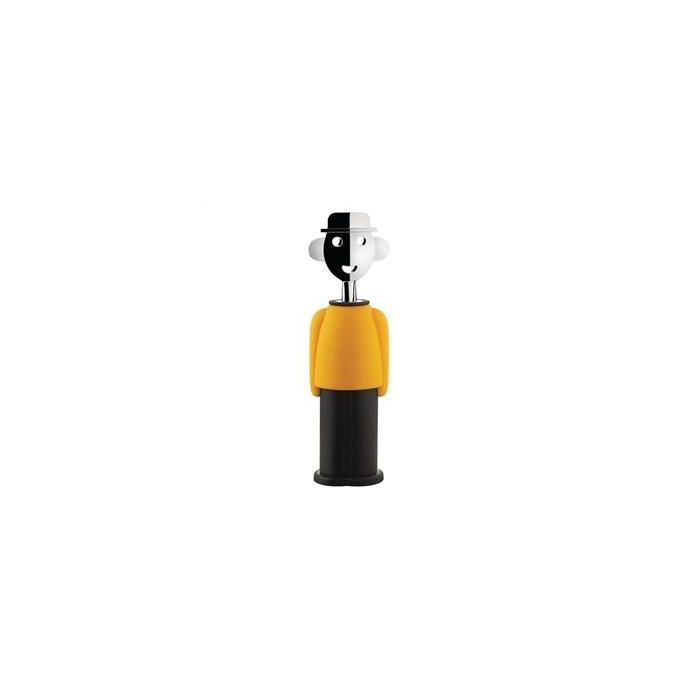 Alessi AM23 YB Sacacorchos diseño Alessandro Mendini, resina amarillo/negro