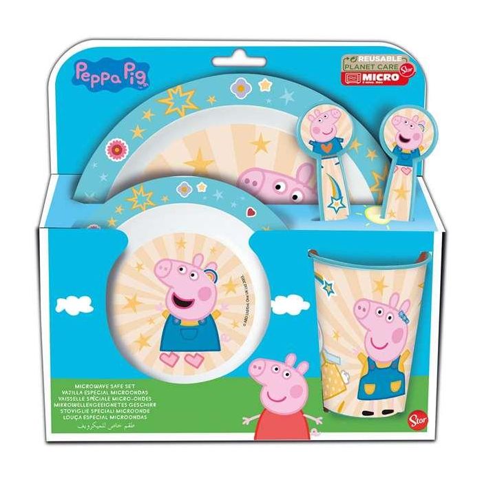 Set de plato, cuenco, vaso, cuchara y tenedor peppa core (apto para microondas) Set de plato, cuenco, vaso, cuchara y tenedor peppa core (apto para microondas)