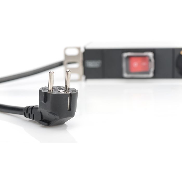 Digitus Regleta de enchufes 7 tomas con interruptor, perfil de aluminio, cable de 2m, color negro 1