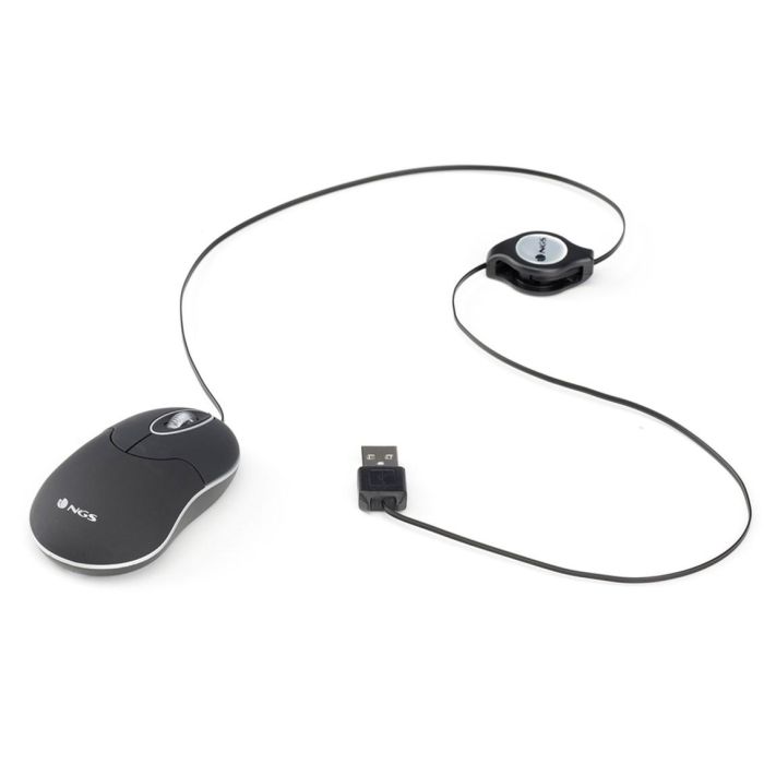 NGS SIN Ratón Óptico USB con Cable, 1000 DPI, 3 Botones, Retráctil, Negro 4 NGS SIN Ratón Óptico USB con Cable, 1000 DPI, 3 Botones, Retráctil, Negro 4