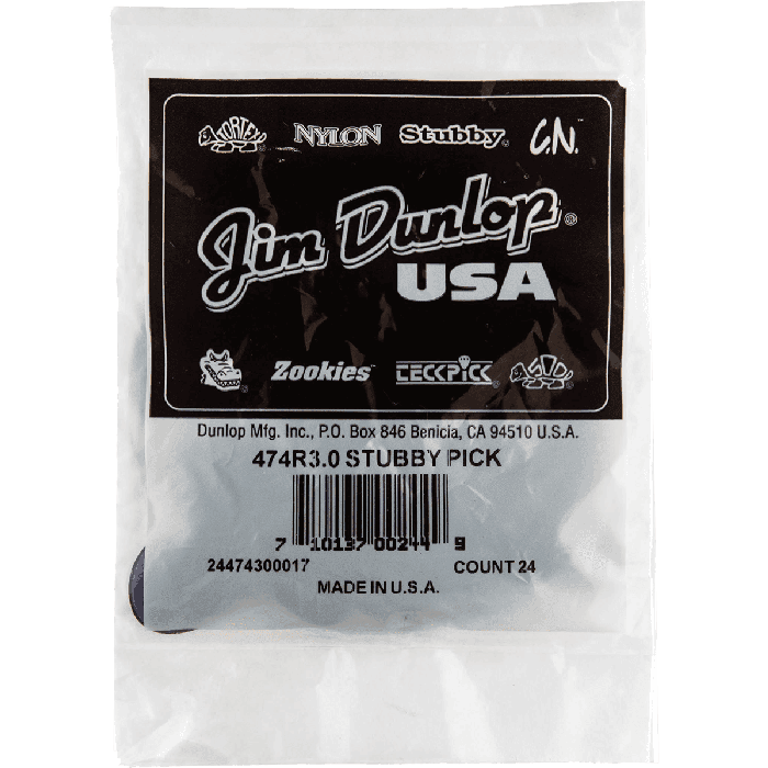 Dunlop Stubby Jazz Nylon Púas Guitarra 3.00 Mm - Pack 24 Unidades 4