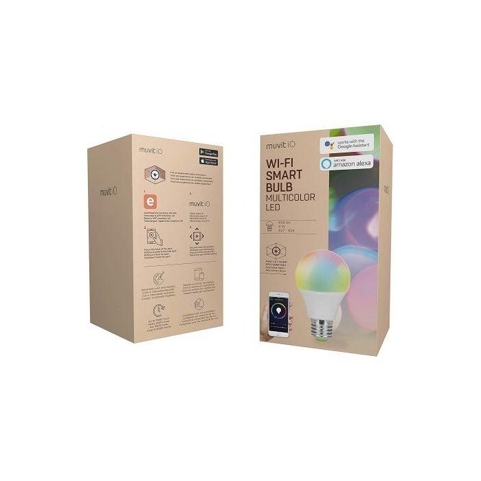 BOMBILLA INTELIGENTE MUVIT IO MIOBULB002 - WIFI - 5W - E27 - 750LM - LUZ LED MULTICOLOR - COMPATIBLE ASISTENTES DE VOZ GOOGLE / ALEXA 1