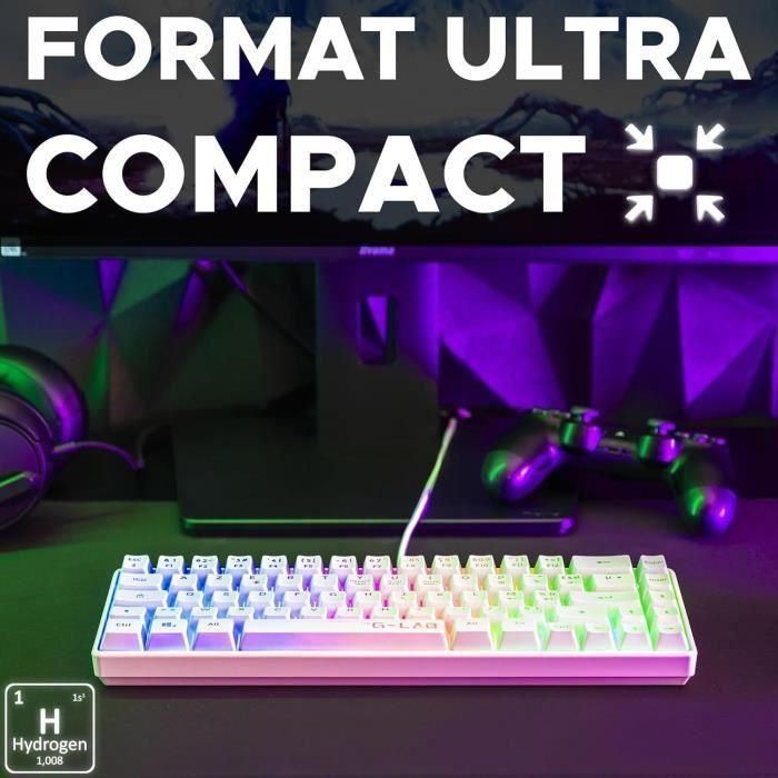 The G-Lab KEYZ-HYDROGEN-W/FR Teclado para juegos 60% membrana blanco 1 The G-Lab KEYZ-HYDROGEN-W/FR Teclado para juegos 60% membrana blanco 1