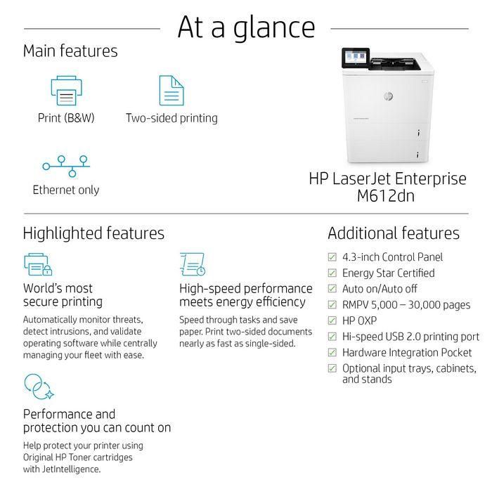 HP M612dn Impresora Láser Enterprise con JetIntelligence, Duplex, Red, Alto Rendimiento, Eficiencia Energética y Máxima Seguridad 3 HP M612dn Impresora Láser Enterprise con JetIntelligence, Duplex, Red, Alto Rendimiento, Eficiencia Energética y Máxima Seguridad 3