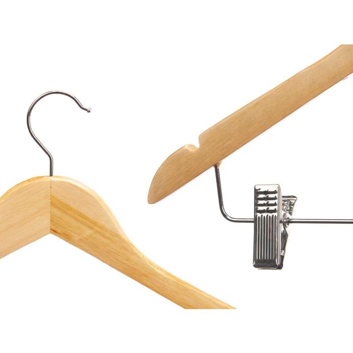 Set 2 Perchas Madera C Pinza Pantalon Kipit 44X26CM (24 Unidades) 3 Set 2 Perchas Madera C Pinza Pantalon Kipit 44X26CM (24 Unidades) 3