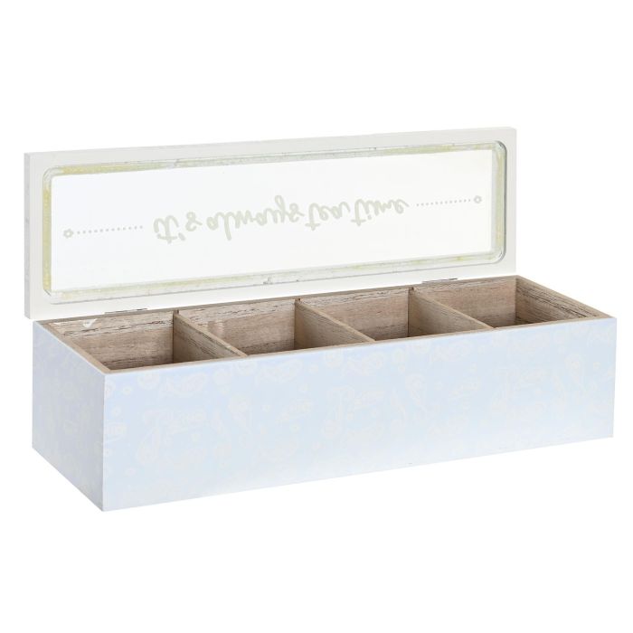 DKD Home Decor Caja para Infusiones Shabby Rosa Azul MDF Cristal 30 x 9 x 8 cm 2