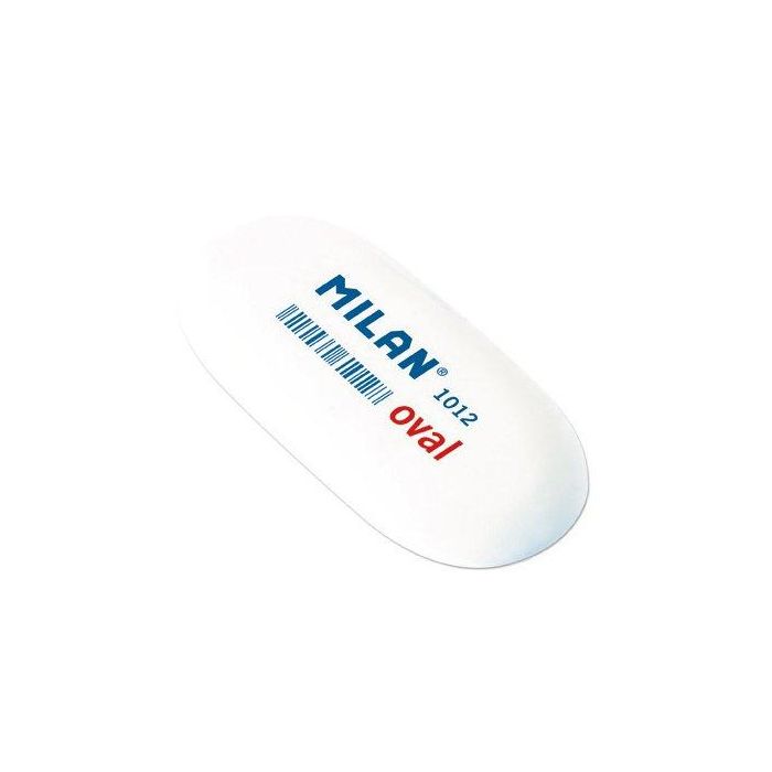 Milan 1012 Goma Oval Miga De Pan 6,2x2,8x1,2 cm Blanco - Caja 12 Unidades