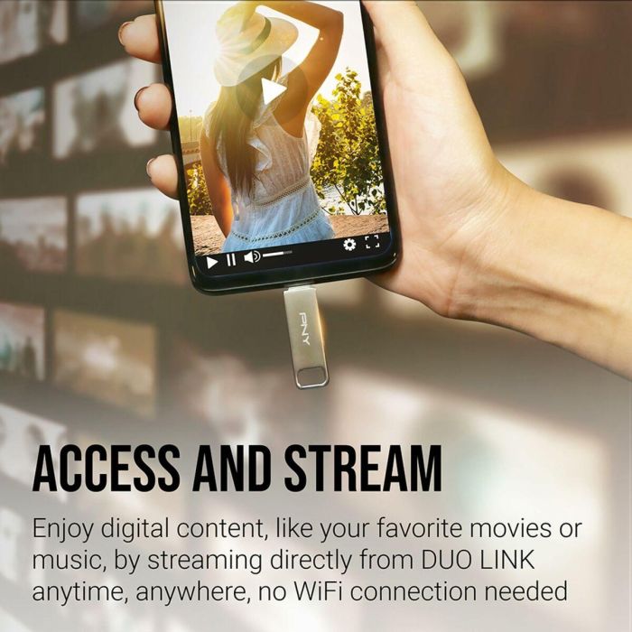 Memoria USB PNY PFDI64GDULINKTYCG Plateado Acero 64 GB 3