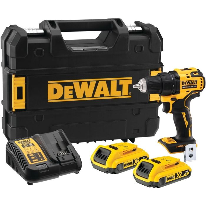 DeWALT DCD708D2T-QW Taladro Atornillador Eléctrico 18V 2Ah, 65Nm, 1650RPM, Mandril de Pistola, Negro/Amarillo
