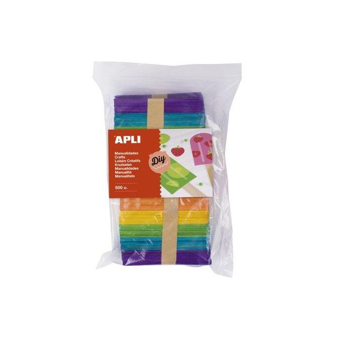 Palillos Planos Apli Madera Colores Tamaños Surtidos Bolsa De 500