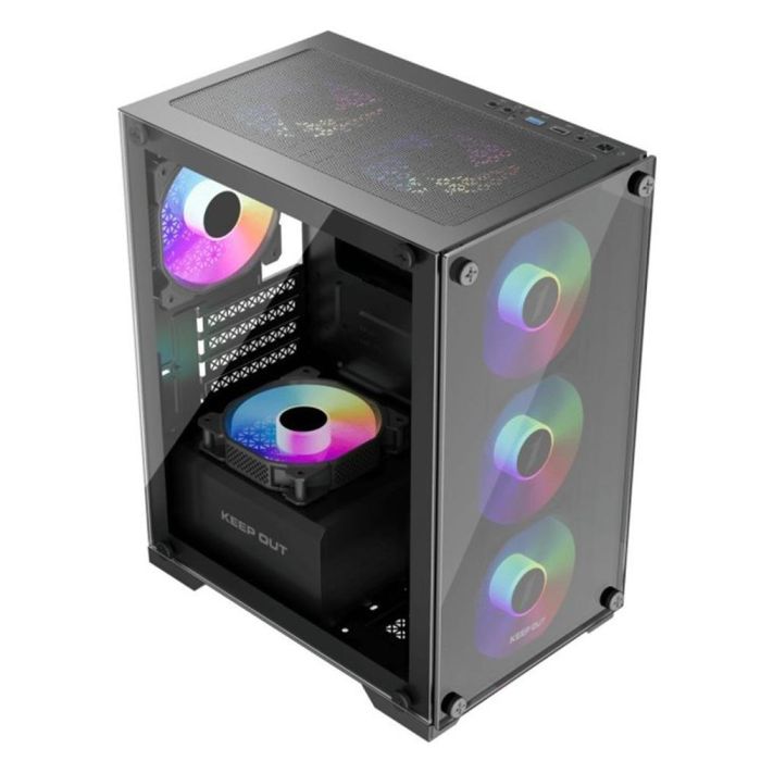 Keep Out Caja PC Gaming XC-201 Glass, Micro-ATX, ITX, Cristal Templado ARGB, Negra, 201 3