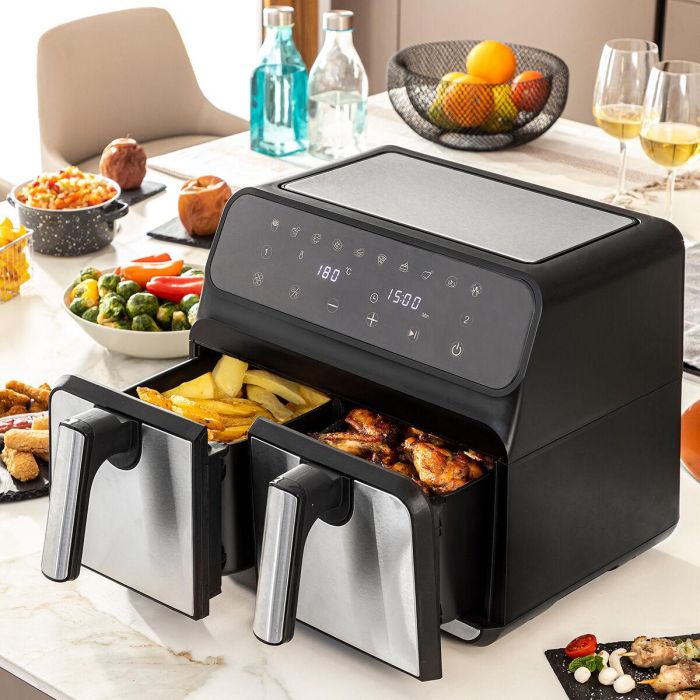 Freidora de Aire InnovaGoods Fryinn Double 8000 Negro 3400 W 8 L Acero Inoxidable 0 Freidora de Aire InnovaGoods Fryinn Double 8000 Negro 3400 W 8 L Acero Inoxidable 0