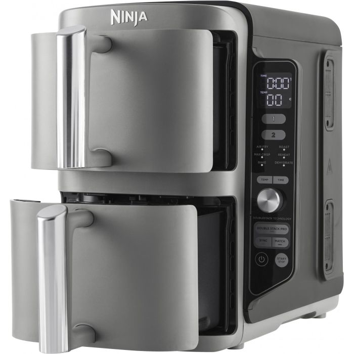 Ninja SL400EU Freidora de Aire Doble Cesta 9.5L Double Stack XL para 8 Personas con 6 Funciones de Cocción