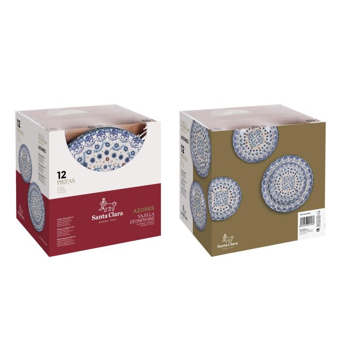 Vajilla Azores Monaco Brilloredonda 12Pcs - Santa Clara, Stoneware, Lavavajillas y Microondas (2 Unidades) 4 Vajilla Azores Monaco Brilloredonda 12Pcs - Santa Clara, Stoneware, Lavavajillas y Microondas (2 Unidades) 4