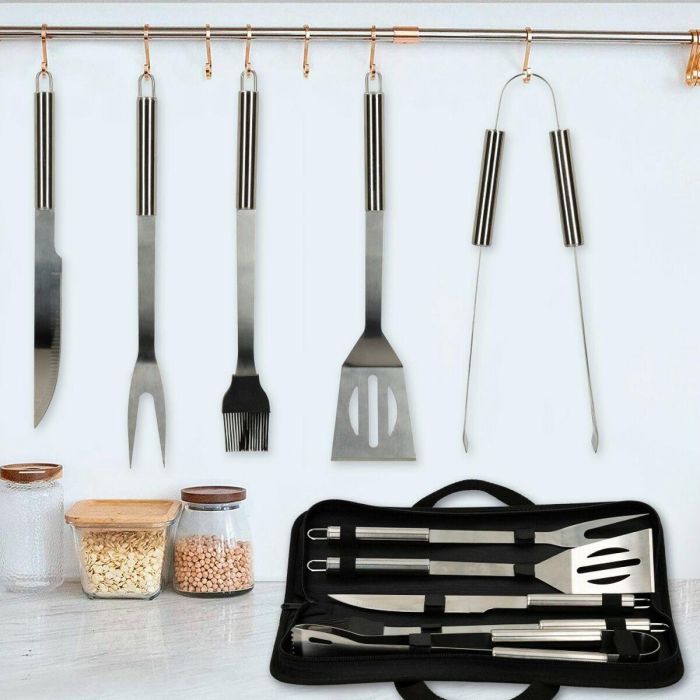 Utensilios para barbacoas Aktive Silicona Acero Inoxidable 12 Unidades 7,5 x 35 x 1,9 cm (5 Piezas) 4 Utensilios para barbacoas Aktive Silicona Acero Inoxidable 12 Unidades 7,5 x 35 x 1,9 cm (5 Piezas) 4