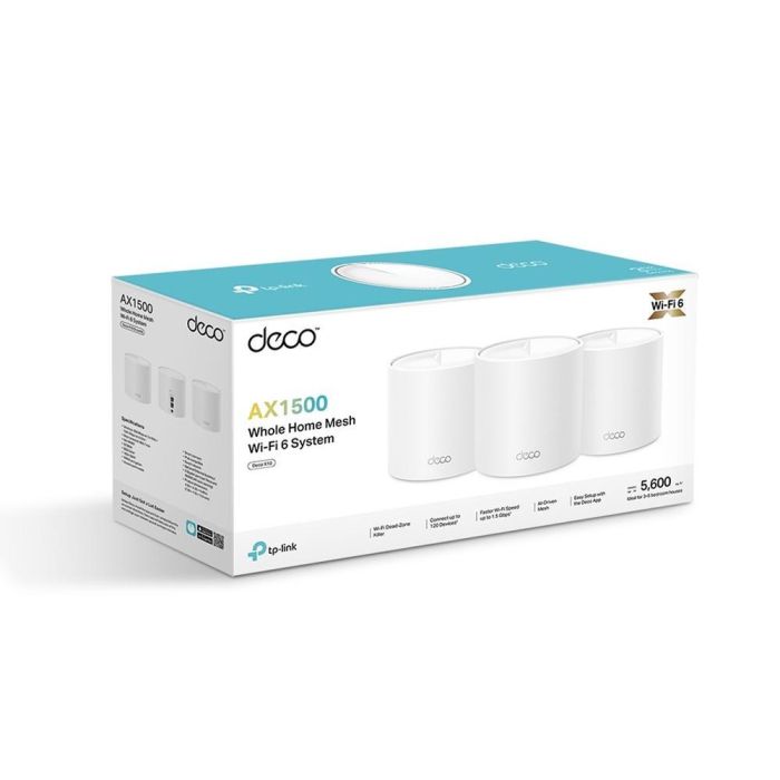 TP-Link Deco X10 3-pack Wi-Fi 6 AX1500 Mesh Doble Banda 1.5Gbps (1201Mbps 5GHz / 300Mbps 2.4GHz) para Cobertura Total Casa 1 TP-Link Deco X10 3-pack Wi-Fi 6 AX1500 Mesh Doble Banda 1.5Gbps (1201Mbps 5GHz / 300Mbps 2.4GHz) para Cobertura Total Casa 1