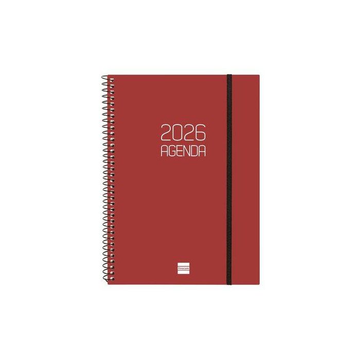 Agenda Anual (2026) Catalan Finocam Espiral Opaque Espiral Tapa Pp Con Goma E10 155X212 S/V Apais. Bordeus
