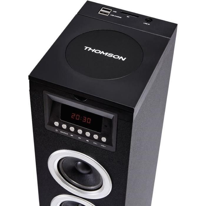 Thomson DS120CD - Torre de Altavoces Multimedia con Reproductor CD, 60W, Bluetooth, USB, Radio FM y Pantalla LED Negro 1 Thomson DS120CD - Torre de Altavoces Multimedia con Reproductor CD, 60W, Bluetooth, USB, Radio FM y Pantalla LED Negro 1