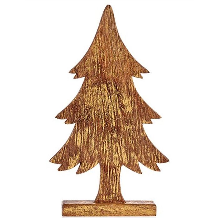 Figura Decorativa Árbol de Navidad Dorado Madera 5 x 39 x 22 cm (6 Unidades) 2