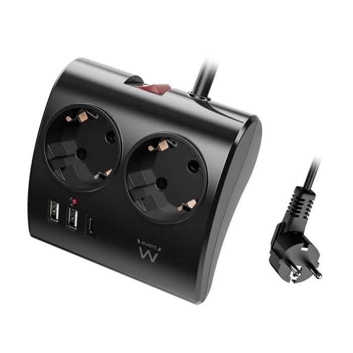 Ewent Regleta 2 Tomas Schuko 2 Puertos USB y 1 USB-C EW3871, Interruptor, Protección Niños, 1.5m 0 Ewent Regleta 2 Tomas Schuko 2 Puertos USB y 1 USB-C EW3871, Interruptor, Protección Niños, 1.5m 0