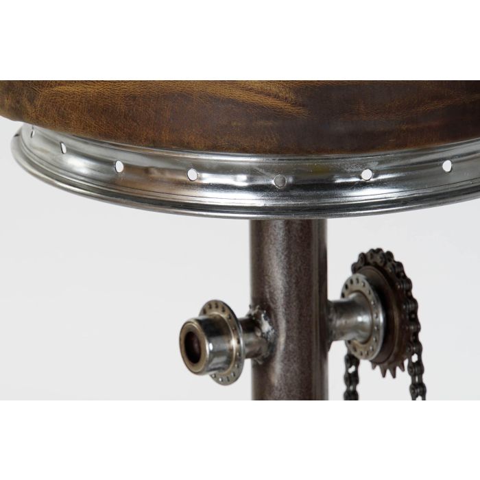 DKD Home Decor Taburete Vintage de Cuero y Metal Marrón con Pedales | Asiento 82 cm | Dim. 41x44x82 cm | Soporta 90 kg 3