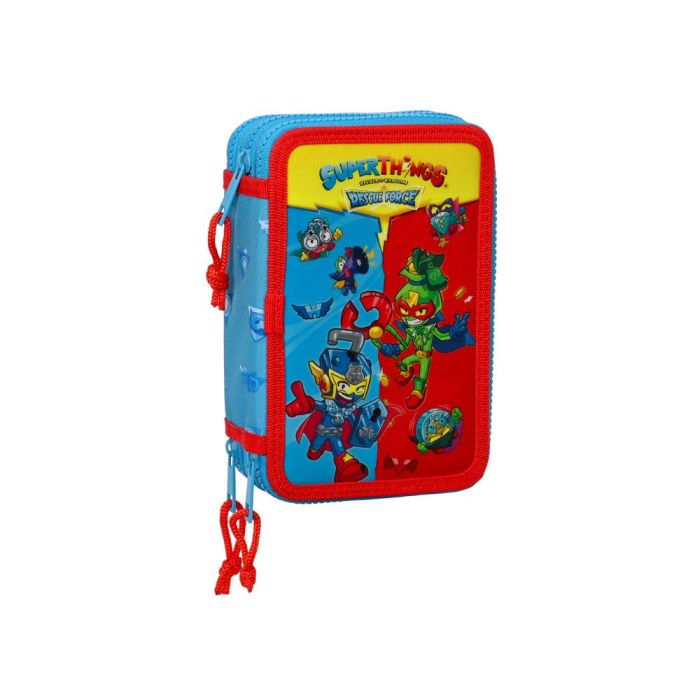 Plumier Triple SuperThings Rescue force 12.5 x 19.5 x 5.5 cm Azul (36 Piezas)