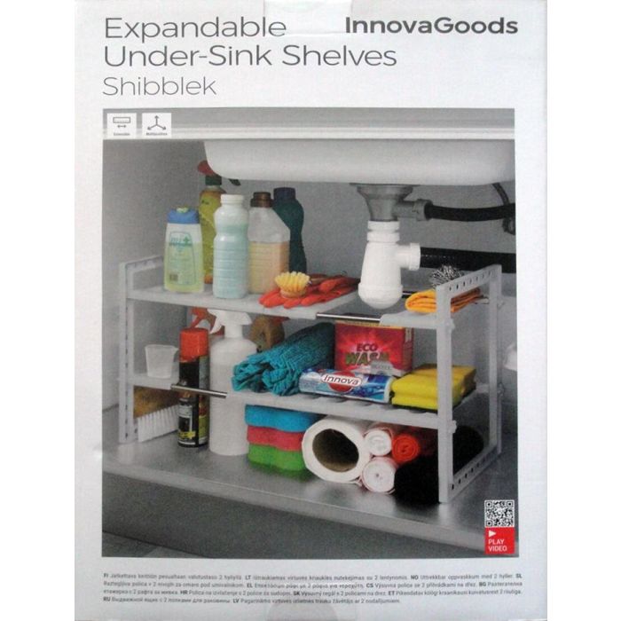 Estantería Extensible para Fregadero Shibblek InnovaGoods 2 Estantes 1 Estantería Extensible para Fregadero Shibblek InnovaGoods 2 Estantes 1
