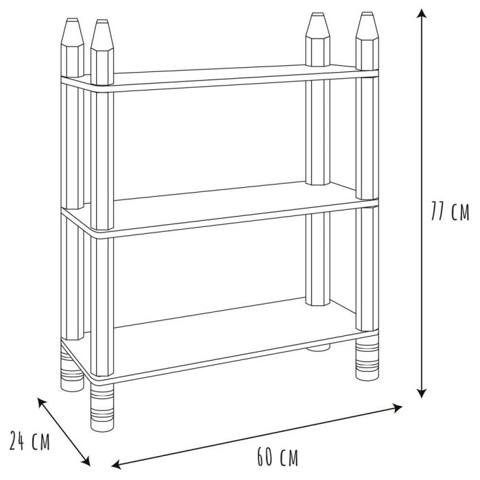 Home Deco Kids Estantería 3 Baldas Lápiz en Madera para Habitación Infantil - 60x24 cm; h.77,5 cm 4 Home Deco Kids Estantería 3 Baldas Lápiz en Madera para Habitación Infantil - 60x24 cm; h.77,5 cm 4