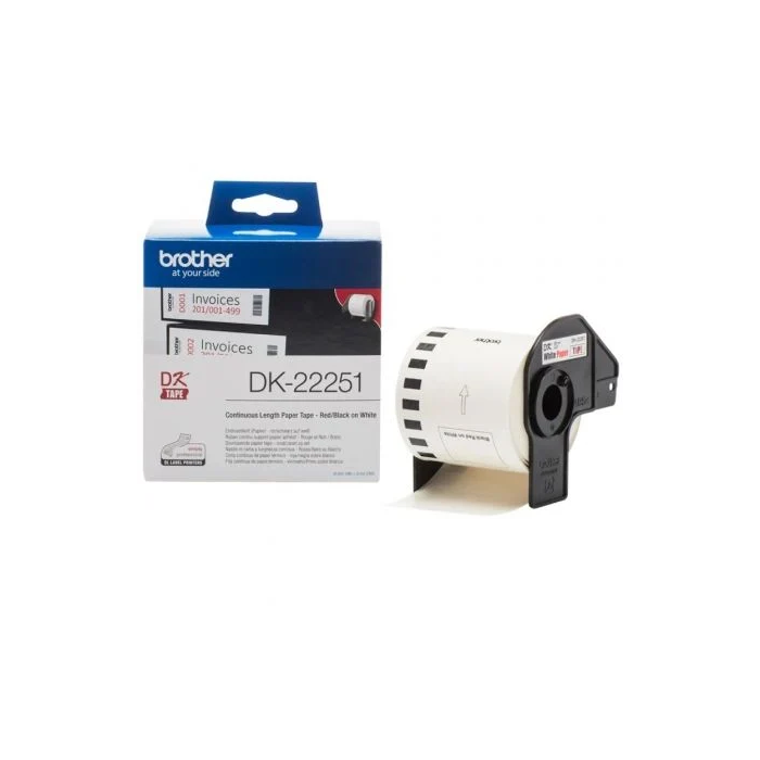 Brother Cinta Continua De Papel Térmico Con Impresión A Negro Y Rojo - Fondo Blanco - 62 mm x 15,24M Brother Cinta Continua De Papel Térmico Con Impresión A Negro Y Rojo - Fondo Blanco - 62 mm x 15,24M