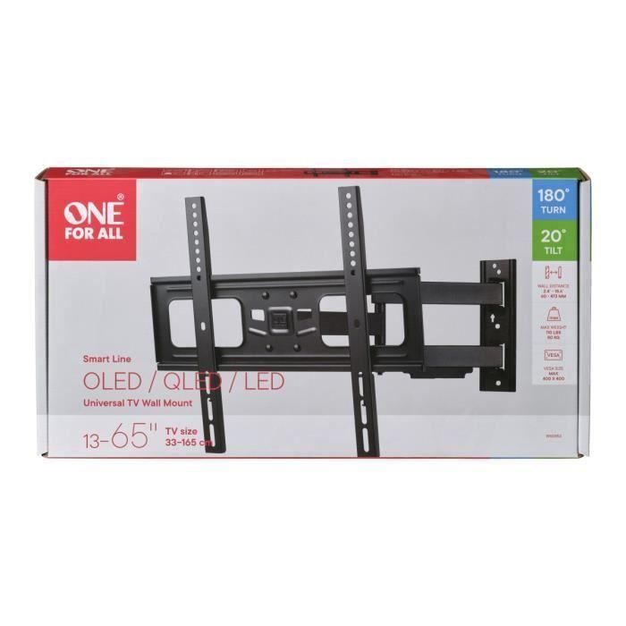 ONE FOR ALL WM2453 - Soporte de pared para Smart TV - Inclinación de 20 ° y giro de 180 ° - 32-65 '' / 81-165cm - Para TV max 50 kgs 3 ONE FOR ALL WM2453 - Soporte de pared para Smart TV - Inclinación de 20 ° y giro de 180 ° - 32-65 '' / 81-165cm - Para TV max 50 kgs 3