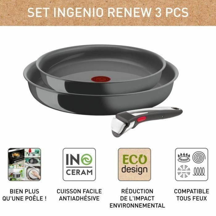 Sartén TEFAL INGENIO RENEW Juego de 3 piezas, Inducción, Revestimiento cerámico antiadherente, Sin PFOA, Made in France L2619102 4