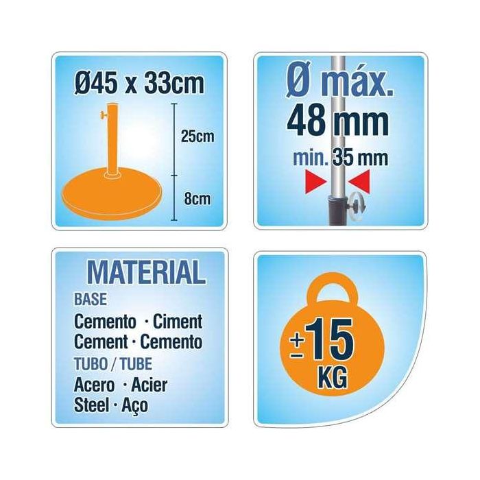 Base para Sombrilla Aktive 45 x 33 x 45 cm Cemento Acero 4