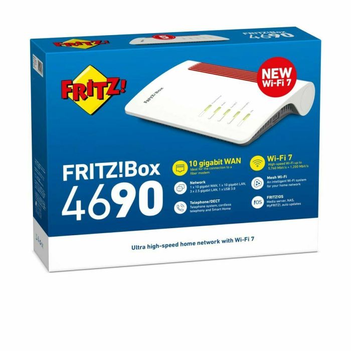 Fritz! Router Wi-Fi 7 Fritz! Box 4690 Modelo 20003098 con DECT, 10 Gigabits LAN/WAN, USB 3.0, Compatibilidad Domótica 5 Fritz! Router Wi-Fi 7 Fritz! Box 4690 Modelo 20003098 con DECT, 10 Gigabits LAN/WAN, USB 3.0, Compatibilidad Domótica 5