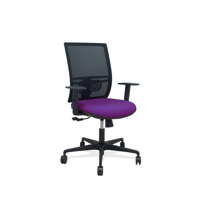 Silla Piqueras Y Crespo Yunquera Brazos Regulable Ergonomica Mecanismo Sincro Respaldo Malla Negra Asiento Tapizado Bali Morado