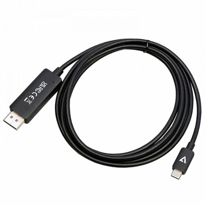 Adaptador USB-C a DisplayPort V7 V7USBCDP14-2M Negro 2 m 8K Ultra HD 3