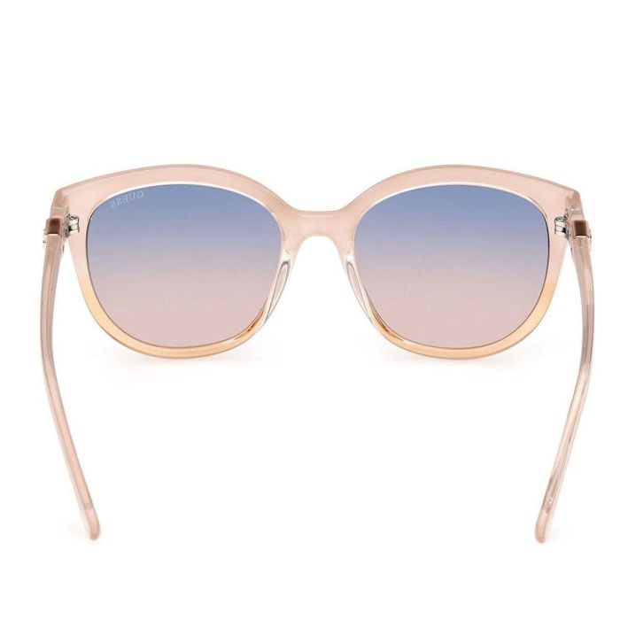 Guess GU7877 57B Gafas de Sol Mujer Redondas, Montura Inyectada Beige Brillante, Lentes Humo Degradado 56mm, Patillas 135mm 7