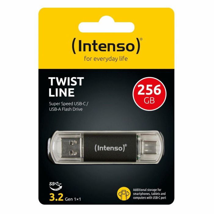 Memoria USB INTENSO Twist Line 256 GB Antracita (2 Unidades) 1 Memoria USB INTENSO Twist Line 256 GB Antracita (2 Unidades) 1