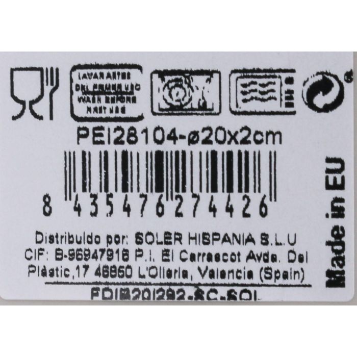 La Mediterranea Plato Postre "Peixe" Iberica Brillo Ø20 cm (12 Unidades)