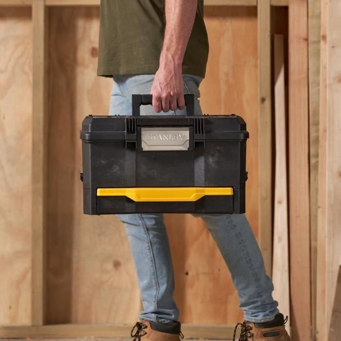 Stanley Caja de herramientas 48 cm, pestillo táctil Touchlatch para una mano, cajón profundo y bandeja, polipropileno 5 Stanley Caja de herramientas 48 cm, pestillo táctil Touchlatch para una mano, cajón profundo y bandeja, polipropileno 5