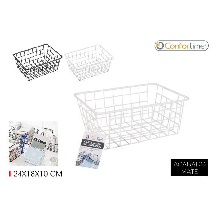 Cesta de metal organizadora Confortime 24x18x10 cm (12 Unidades) Cesta de metal organizadora Confortime 24x18x10 cm (12 Unidades)