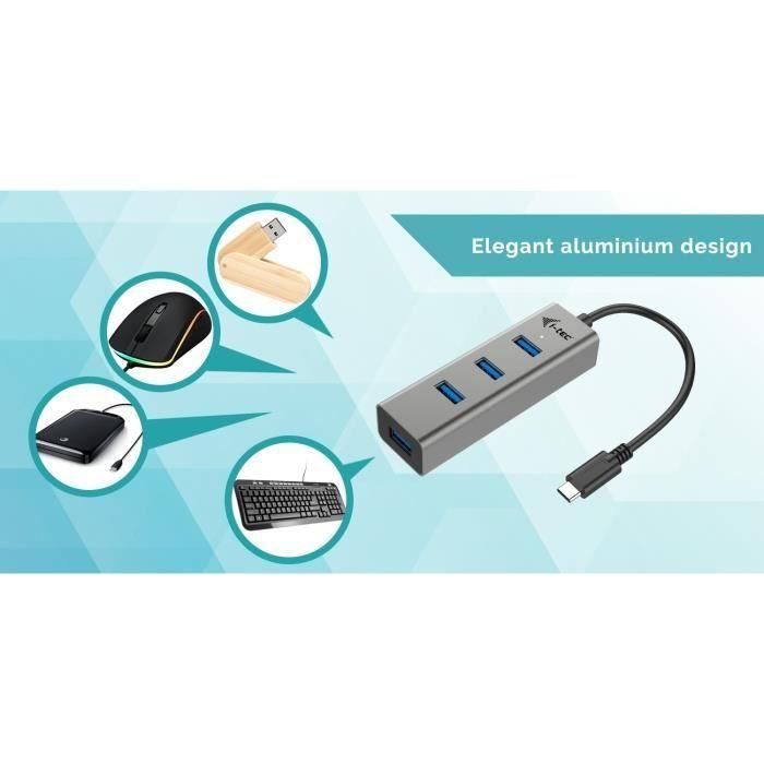 Hub USB i-Tec C31HUBMETAL403 USB x 4 Gris 3 Hub USB i-Tec C31HUBMETAL403 USB x 4 Gris 3