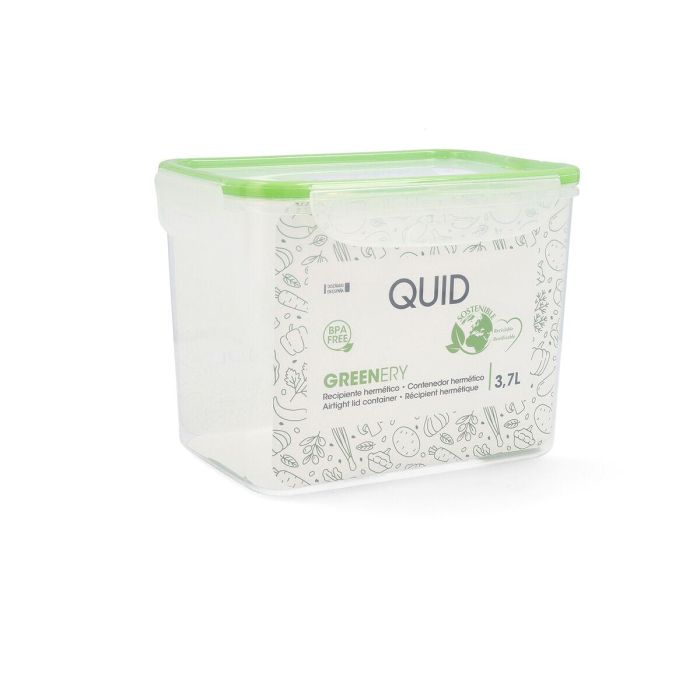 Fiambrera Hermética Quid Greenery Transparente Plástico (3,7 L) (Pack 4x) 1