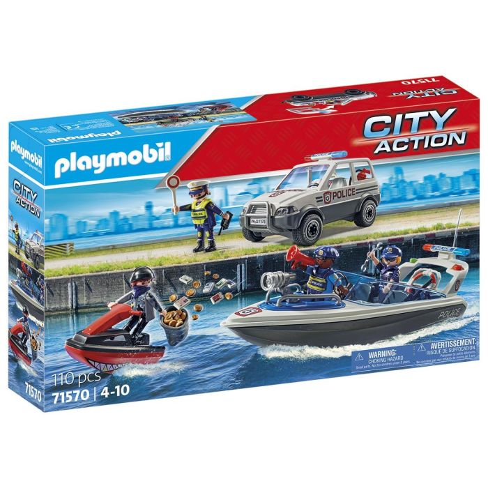 Playmobil 71570 City Action - Set Persecución Policial en el Agua con Bote, Vehículo y Figuras para Niños +4 Años Playmobil 71570 City Action - Set Persecución Policial en el Agua con Bote, Vehículo y Figuras para Niños +4 Años