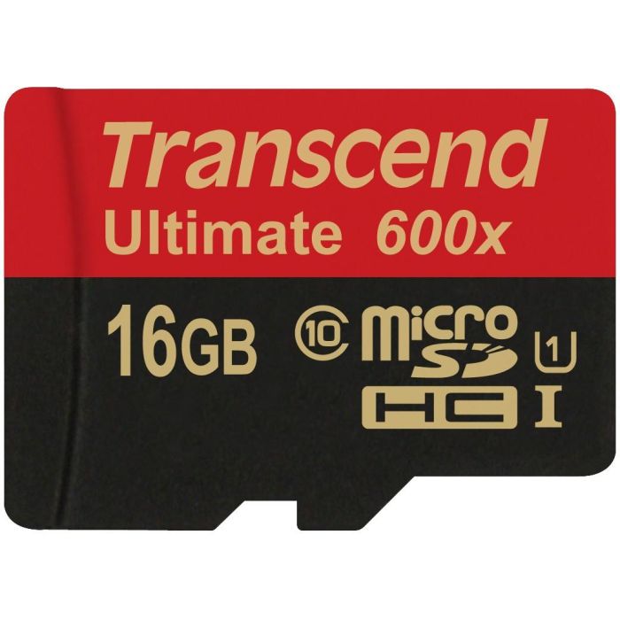 Transcend Tarjeta microSDHC 16GB Clase 10 UHS-I 600x con adaptador, lectura 90MB/s para smartphone, tablet, cámara