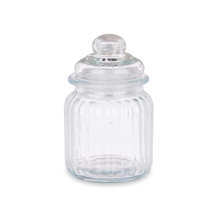 Set 4 Tarro Tapa Vidrio Rayado 300Ml Vivalto 38x13x8cm (12 Unidades) 1