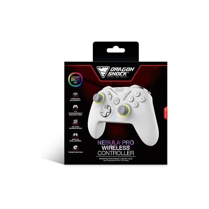 DragonShock Controller Nebula Pro Gamepad Inalámbrico Bluetooth para Nintendo Switch, Retroiluminación LED, Turbo, Color Blanco 4